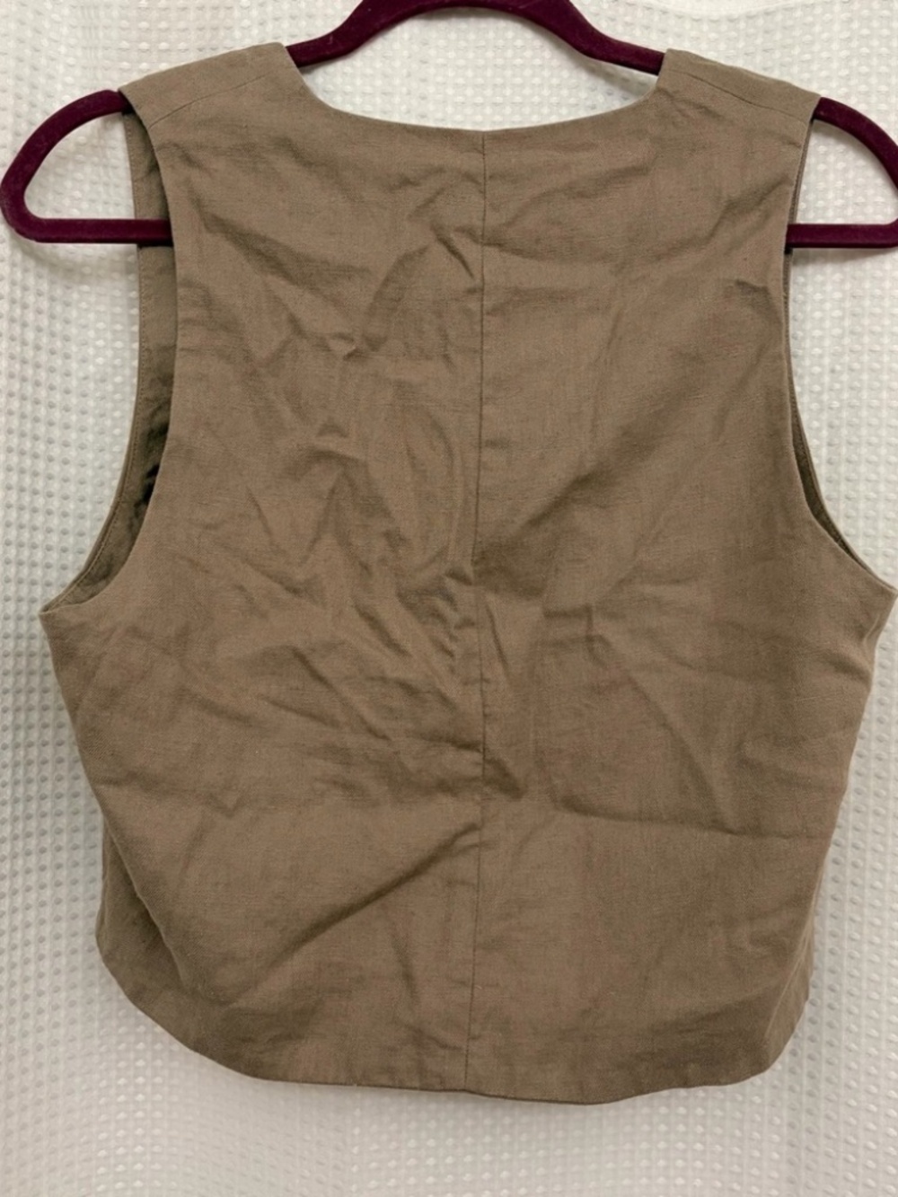 American Eagle linen blend tan button down vest M preppy clean girl - Picture 5 of 6